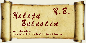 Milija Beleslin vizit kartica